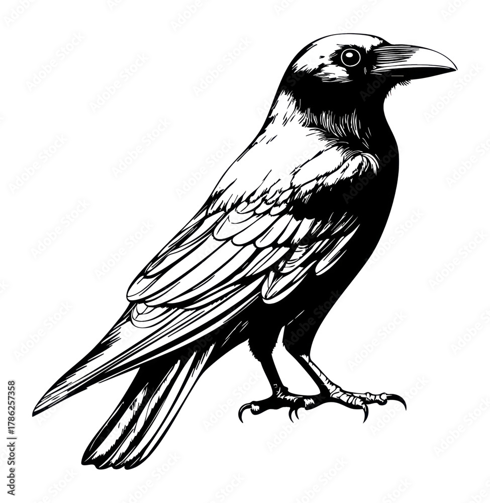 Fototapeta premium PNG Raven art illustration drawing.
