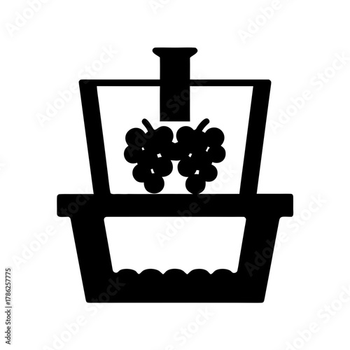 Grape press machine crushing grapes for wine production silhouette