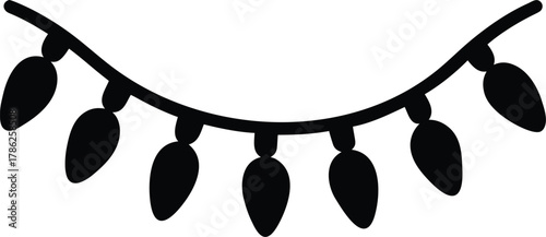String of christmas lights silhouette vector, black christmas lights