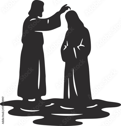 Illustration of Jesus Getting Baptized by John