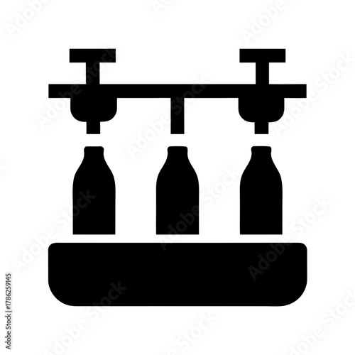 Industrial bottling line automation silhouette