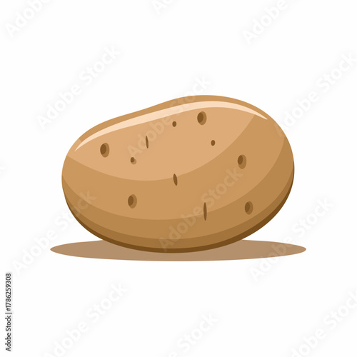 A plump, earthy brown potato rests with a few small, natural eyes visible on its skin.