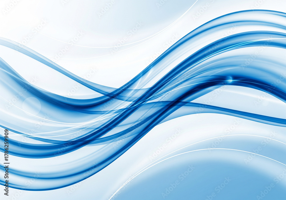 Fototapeta premium Smooth Blue Curves on White Gradient Design