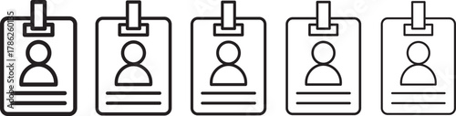 Security badge icon .Employee ID badge line icon set. security pass concept. Outline pictogram with editable. black modern and lines and solid .
