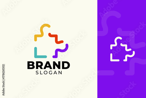Modern Puzzle Logo Design, Colorful Abstract Brand Identity for Business, Teamwork, or Connection Concept