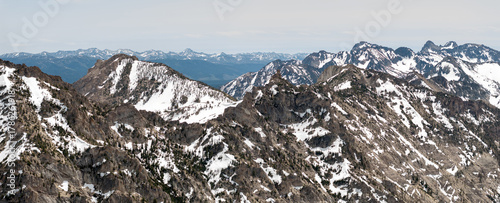 High mountain peaks in Idaho with snow