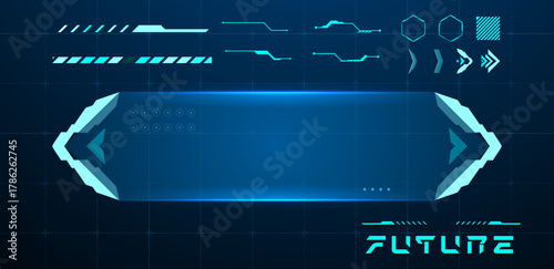 Simple technology box or futuristic callout title blue. Vector illustration	