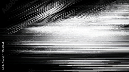 Abstract black and white lines with speed motion blur effect background texture.