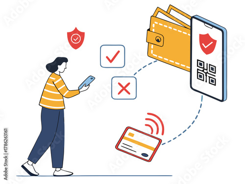Mobile Payment Vector | Digital Wallet QR Code Fintech Illustration