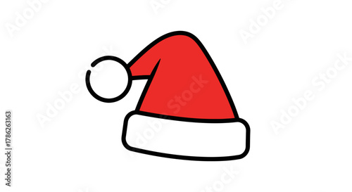 Festive holiday spirit illustration featuring a simple red and white Santa hat icon