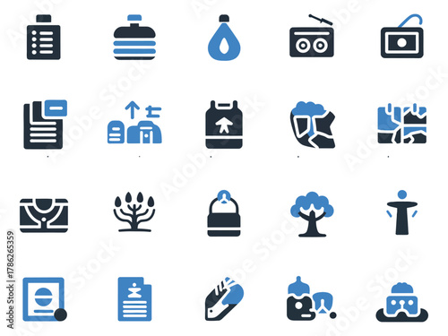An array of various icons depicting everyday items and functions in a minimalist style.