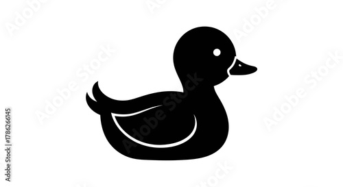 Monochrome minimalist rubber duck outline illustration ideal for children's projects
