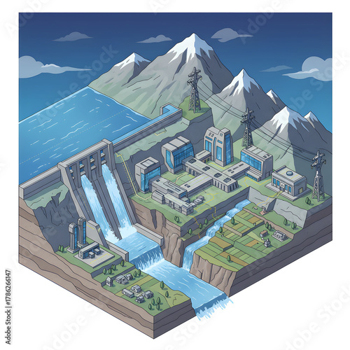 Hydroelectric power plant electricity production