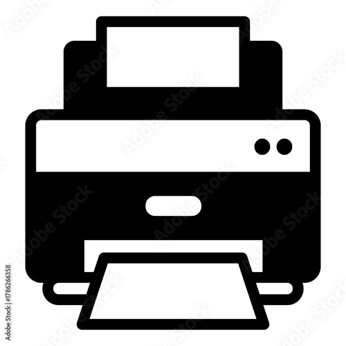 Bild auf Leinwand Laser printer with paper solid icon, office equipment concept, PC inkjet printing machine sign on white background, glyph style for mobile web design