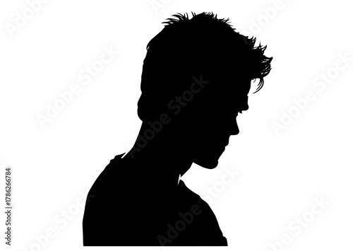 a silhouette of a man with short hairblack, man, profile, stare 