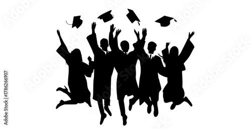 Foto a group of graduates jumping and tossing their caps in the aircap, celebrate, ch