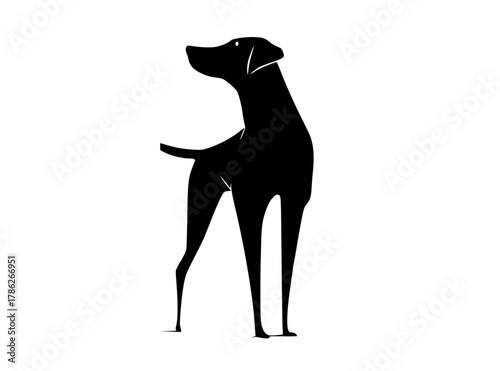 a black silhouette of a dog standing on its hind legsanimal, black, dog, pointer, profile, stand 