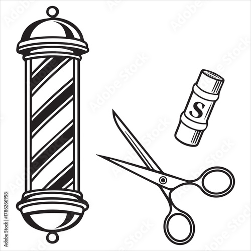 barber shop icon black line art