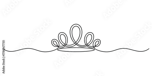 Continuous line drawing of elegant royal crown or tiara symbol