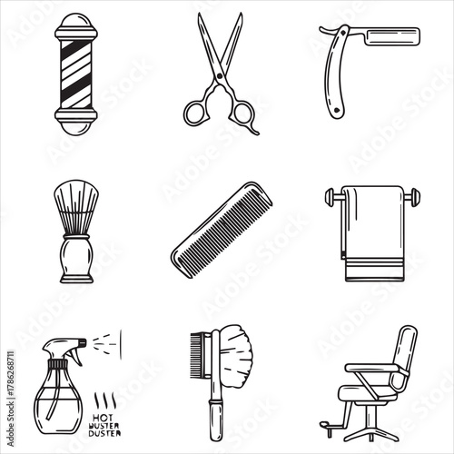 barber shop icon black line art