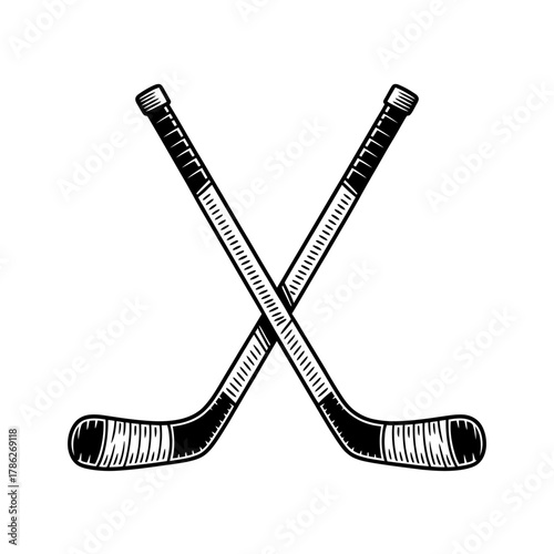 Crossed Hockey Sticks Symbolizing Teamwork and Competition in Winter Sports Graphic Illustration for Design Projects and Marketing Materials