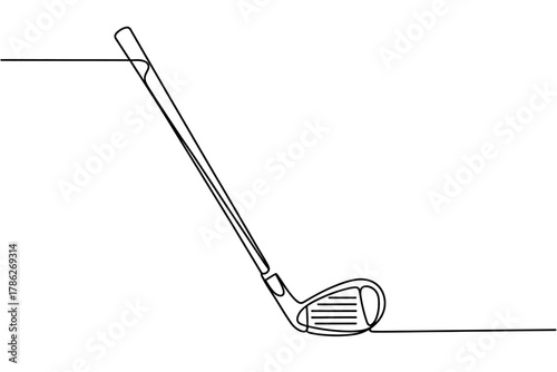 Minimalist Golf Club Line Art Illustration for Sports and Recreation Visuals simple line drawing of golf club design element