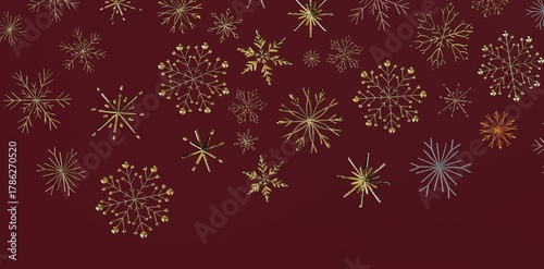Festive background with detailed gold snowflakes. Ideal for Christmas, winter holiday designs, and seasonal greetings. Perfect for ca