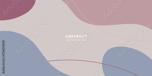 Abstract minimalist background with soft organic shapes in pastel blue, mauve, and beige tones. Modern fluid design featuring smooth curves and gentle color gradients.