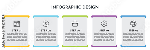 5 Option Infographics Rectangle Layout Template. Illustration Business Abstract Background. Infographics Design. 