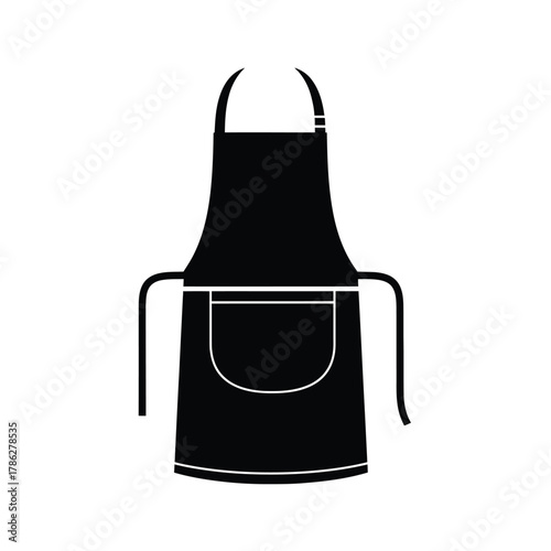Black apron with pocket and straps clothing garment