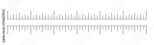 Measuring chart 6 inches. Ruler scale pattern. Sewing tool template, icon. Length measurement math, distance, height ruler sample. Graphic illustration.