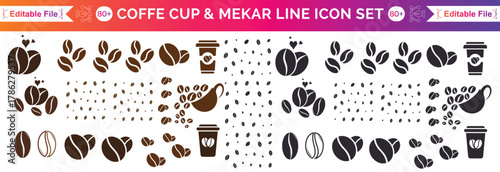 Coffee bean icon collection. Coffee bean isolated sign.