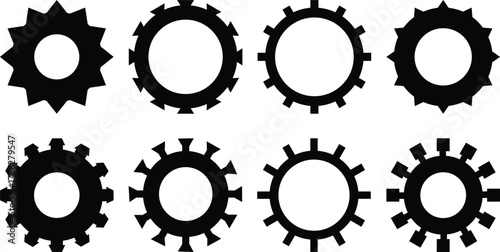 Gear setting vector icon set. Mechanic settings icon black and white vector sign . Progress or construction concept. Cogwheel icons UI vector.