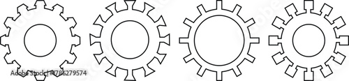 Gear setting vector icon set. Mechanic settings icon black and white vector sign . Progress or construction concept. Cogwheel icons UI vector.