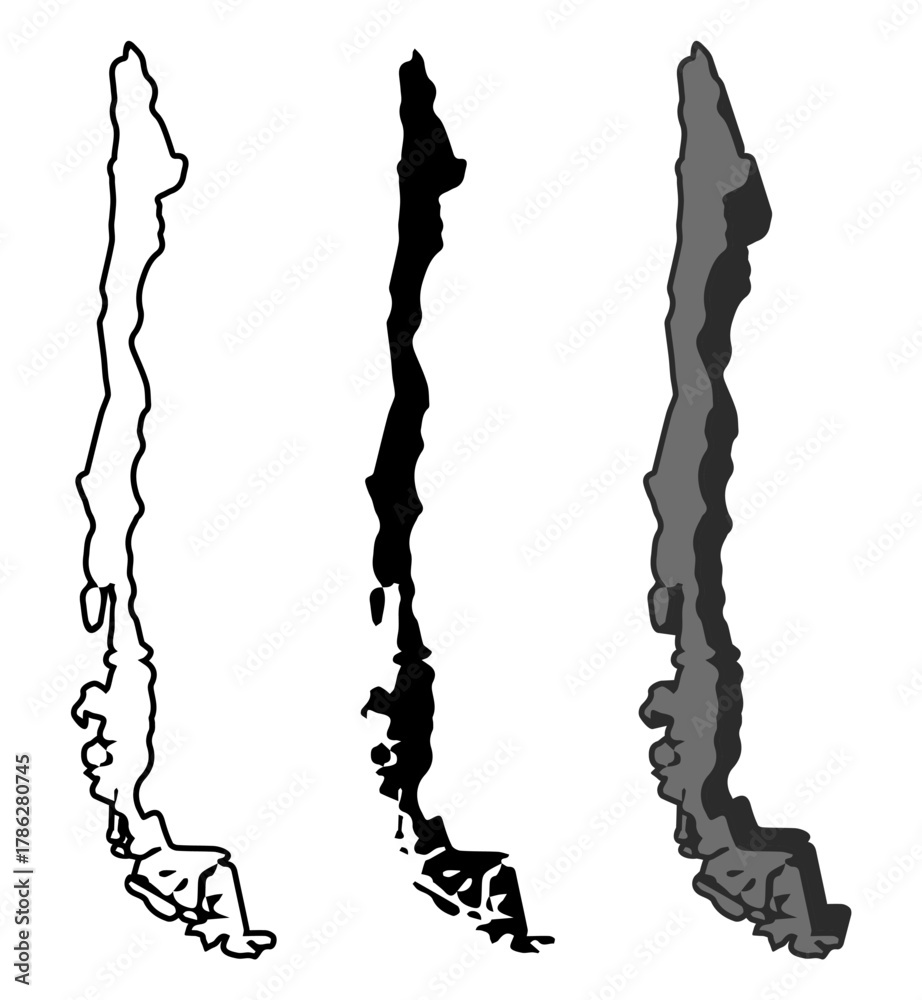 Fototapeta premium set vector chile map icon. Detailed chile map silhouette. 3D isometric chile map symbol design template illustration