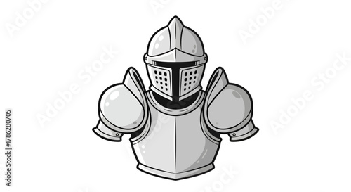 Illustrative knight armor for battle protection and historical medieval aesthetics