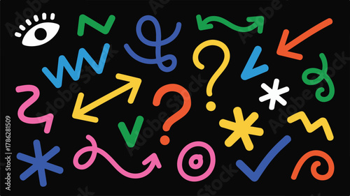 Colorful numbers and letters vector illustration set