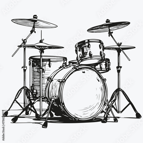 Drums music instrument sketch illustration vector
