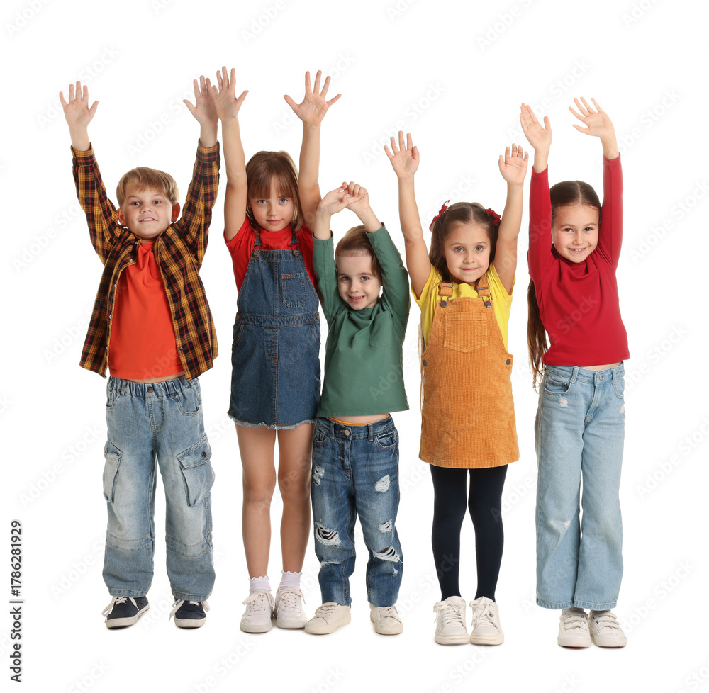 Obraz premium Group of cute kids on white background