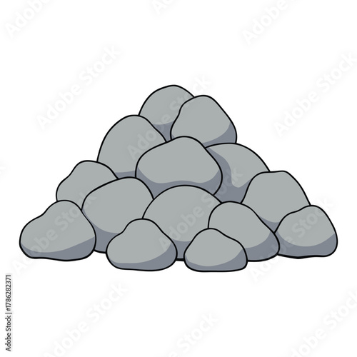 A rugged pile of boulders and rocks, stacked naturally with varied shapes, sizes, and textures, creating a raw, earthy, and timeless landscape scene.
