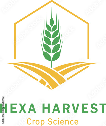 Hexa Harvest Crop Science Agriculture Farming Technology Innovation Logo  Vector Illustration