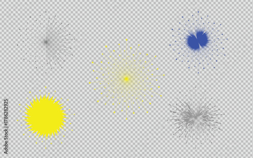 Colorful Starburst Light Effect Collection on Transparent Background