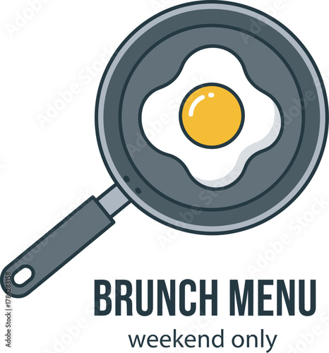 Weekend brunch menu with egg in a pan illustration Vector Illustration 