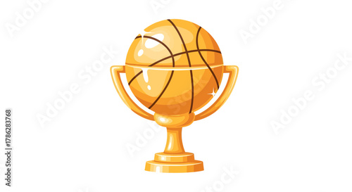 Golden basketball trophy icon representing victory and excellence in sport competition
