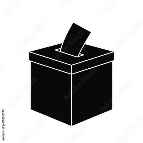 Black ballot box with paper insert election vote