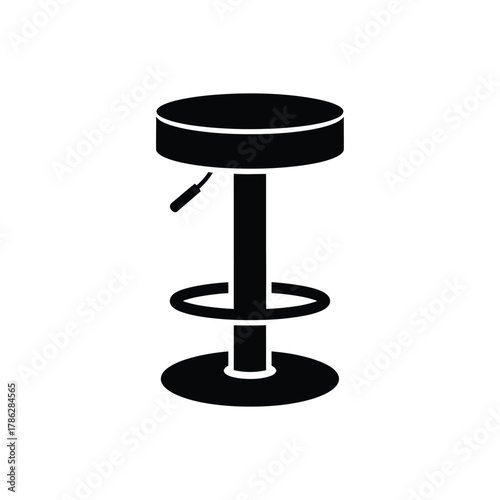 Black bar stool icon with adjustable height seat furniture