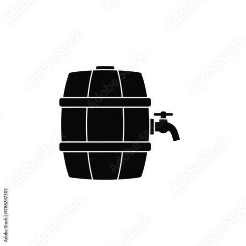 Black barrel with spigot icon wood cask