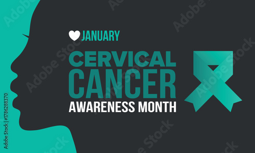 Cervical Cancer Awareness Month. Celebrate annual in January. Woman healthcare. Girl solidarity. Cancer prevention. Female disease. Medical healthcare concept. Poster, banner and background. Vector