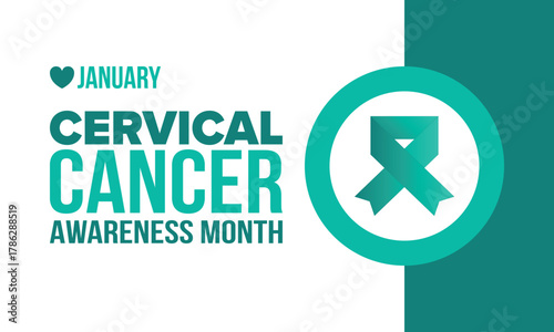 Cervical Cancer Awareness Month. Celebrate annual in January. Woman healthcare. Girl solidarity. Cancer prevention. Female disease. Medical healthcare concept. Poster, banner and background. Vector