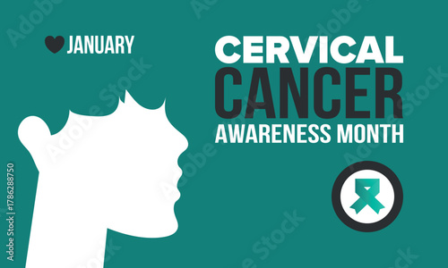 Cervical Cancer Awareness Month. Celebrate annual in January. Woman healthcare. Girl solidarity. Cancer prevention. Female disease. Medical healthcare concept. Poster, banner and background. Vector